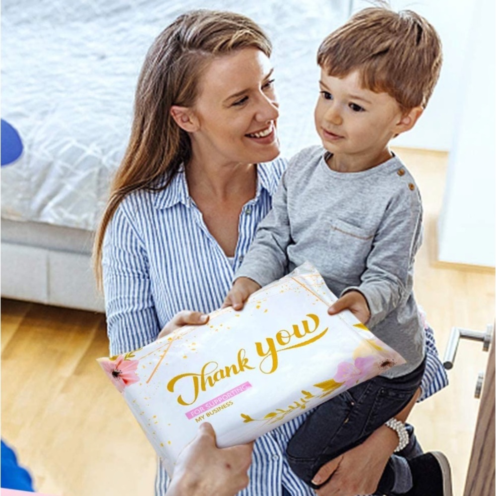 25 10X13 Poly Mailers Thank You Flowers Shipping Envelopes Bags PRICE IS FIRM - Picture 8 of 12